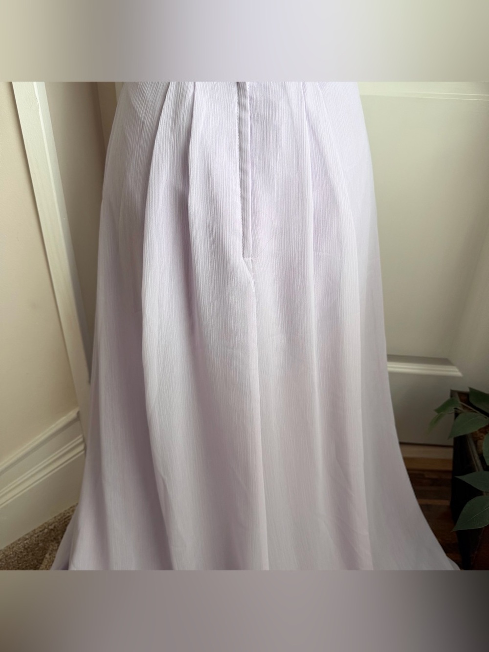 David’s Bridal Long One-Shoulder Crinkle Chiffon Dress Iris Lavender Sz 6 - Picture 12 of 16